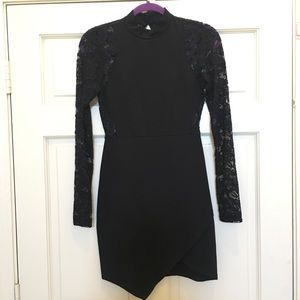 Black Mini Dress with Lace Details